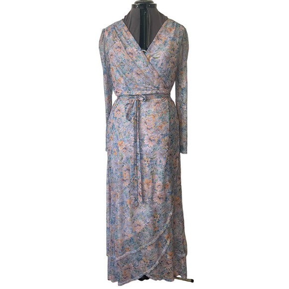 Laundry By Shelli Segal Long Sleeve Mesh Floral Maxi Dress • Size 14 🗣 - Picture 2 of 3